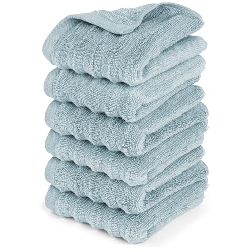 Pure Label Gasthandtuch - 6er-Pack 30x50cm aus 100% Baumwolle - saugstark, schnelltrockend & weich - Gästehandtuch mit Anhängeschlaufe - Oeko-TEX Zertifiziert - Blaugrau Pure Label Gasthandtuch - 6er-Pack 30x50cm aus 100% Baumwolle - saugstark, schnelltrockend & weich - Gästehandtuch mit Anhängeschlaufe - Oeko-TEX Zertifiziert - Blaugrau von Pure Label