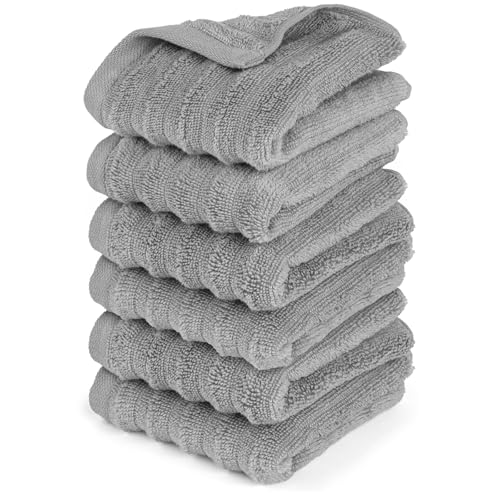 Pure Label Gasthandtuch - 6er-Pack 30x50cm aus 100% Baumwolle - saugstark, schnelltrockend & weich - Gästehandtuch mit Anhängeschlaufe - Oeko-TEX Zertifiziert - Dunkelgrau von Pure Label