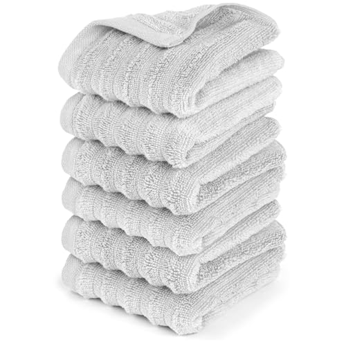 Pure Label Gasthandtuch - 6er-Pack 30x50cm aus 100% Baumwolle - saugstark, schnelltrockend & weich - Gästehandtuch mit Anhängeschlaufe - Oeko-TEX Zertifiziert - Hellgrau Pure Label Gasthandtuch - 6er-Pack 30x50cm aus 100% Baumwolle - saugstark, schnelltrockend & weich - Gästehandtuch mit Anhängeschlaufe - Oeko-TEX Zertifiziert - Hellgrau von Pure Label