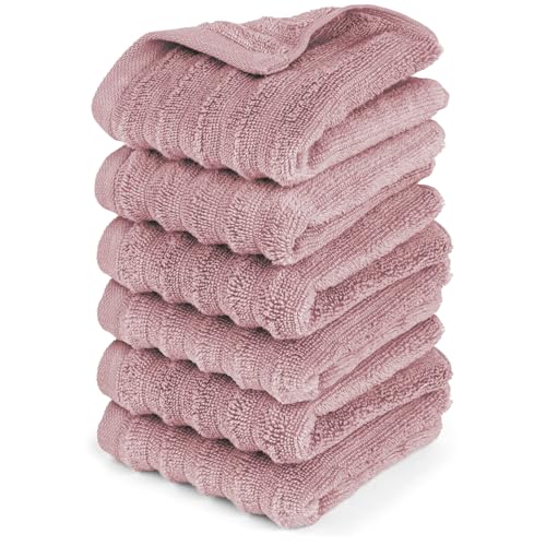 Pure Label Gasthandtuch - 6er-Pack 30x50cm aus 100% Baumwolle - saugstark, schnelltrockend & weich - Gästehandtuch mit Anhängeschlaufe - Oeko-TEX Zertifiziert - Mauve von Pure Label