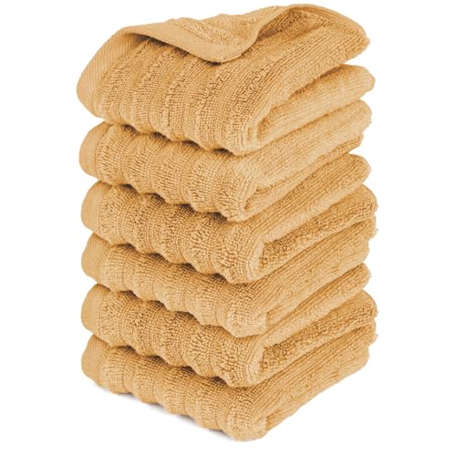 Pure Label Gasthandtuch - 6er-Pack 30x50cm aus 100% Baumwolle - saugstark, schnelltrockend & weich - Gästehandtuch mit Anhängeschlaufe - Oeko-TEX Zertifiziert - Safran von Pure Label