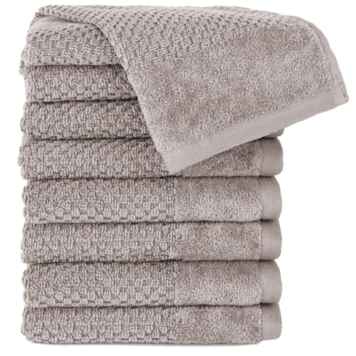 Pure Label Gasthandtuch - 8er-Pack 30x50cm aus 100% Baumwolle - saugstark, schnelltrockend & weich - Gästehandtuch mit Anhängeschlaufe - Oeko-TEX Zertifiziert - Taupe von Pure Label