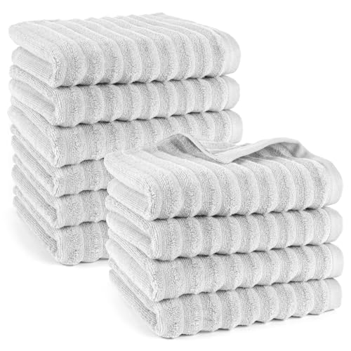 Pure Label Handtuch - 10er-Pack 50x100cm aus 100% Baumwolle - saugstark, schnelltrockend & weich - Handtücher mit Anhängeschlaufe - Oeko-TEX Zertifiziert - Hellgrau von Pure Label