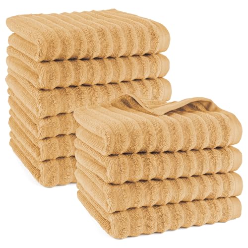 Pure Label Handtuch - 10er-Pack 50x100cm aus 100% Baumwolle - saugstark, schnelltrockend & weich - Handtücher mit Anhängeschlaufe - Oeko-TEX Zertifiziert - Safran von Pure Label