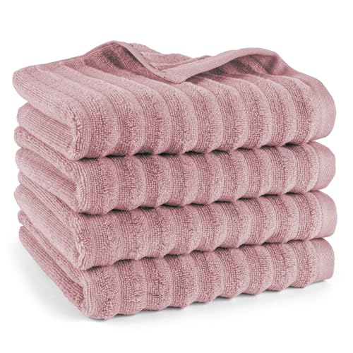 Pure Label Handtuch - 4er-Pack 50x100cm aus 100% Baumwolle - saugstark, schnelltrockend & weich - Handtücher mit Anhängeschlaufe - Oeko-TEX Zertifiziert - Mauve von Pure Label