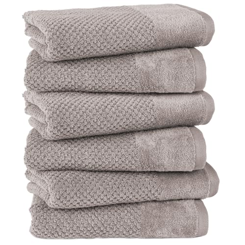 Pure Label Handtuch - 6er-Pack 50x100cm aus 100% Baumwolle - saugstark, schnelltrockend & weich - Handtücher mit Anhängeschlaufe - Oeko-TEX Zertifiziert - Taupe Pure Label Handtuch - 6er-Pack 50x100cm aus 100% Baumwolle - saugstark, schnelltrockend & weich - Handtücher mit Anhängeschlaufe - Oeko-TEX Zertifiziert - Taupe von Pure Label