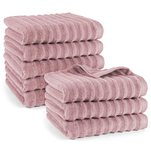 Pure Label Handtuch - 8er-Pack 50x100cm aus 100% Baumwolle - saugstark, schnelltrockend & weich - Handtücher mit Anhängeschlaufe - Oeko-TEX Zertifiziert - Mauve von Pure Label