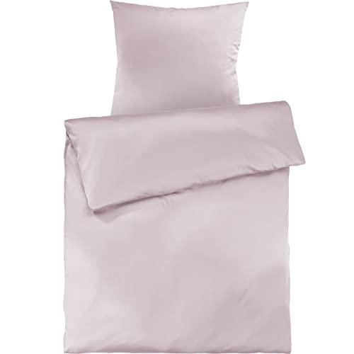 Pure Label Mako Satin Bettwäsche rosa 155x220 cm mit Kissenbezug 80x80 cm aus 100% Baumwolle - Traumhaft weiches Mako Satin Bettwäsche Set in Uni von Pure Label