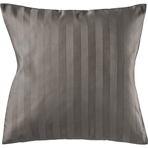 Pure Label Mako Satin Damast Streifen Kissenbezug 40x40 cm aus 100% Baumwolle in Taupe| Traumhaft weiches Deko Kissen passend zu unseren Bettwäsche Sets von Pure Label