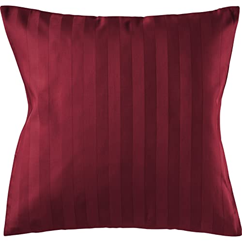 Pure Label Mako Satin Damast Streifen Kissenbezug 40x40 cm aus 100% Baumwolle in rot - Traumhaft weiches Deko Kissen passend zu unseren Bettwäsche Sets von Pure Label