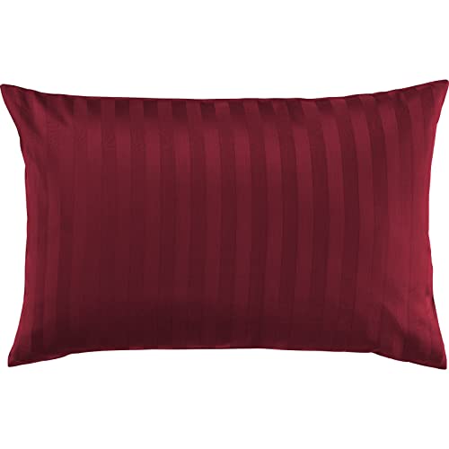 Pure Label Mako Satin Damast Streifen Kissenbezug 40x60 cm aus 100% Baumwolle in rot| Traumhaft weiches Deko Kissen passend zu unseren Bettwäsche Sets von Pure Label