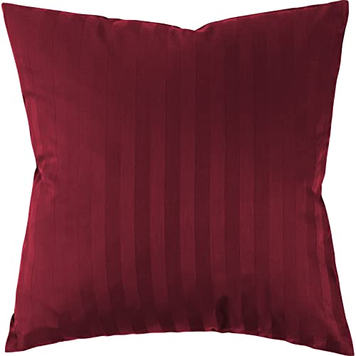 Pure Label Mako Satin Damast Streifen Kissenbezug 50x50 cm aus 100% Baumwolle in rot - Traumhaft weiches Deko Kissen passend zu unseren Bettwäsche Sets von Pure Label