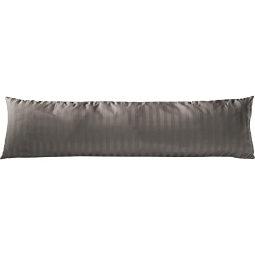 Pure Label Mako Satin Damast Streifen Seitenschläferkissen 40x145 cm aus Baumwolle in Taupe| Traumhaft weicher Kissenbezug für Seitenschläfer passend zu unserer Bettwäsche Sets von Pure Label