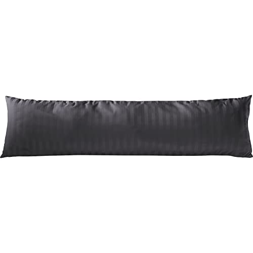Pure Label Mako Satin Damast Streifen Seitenschläferkissen 40x145 cm aus Baumwolle in dunkelgrau| Traumhaft weicher Kissenbezug für Seitenschläfer passend zu unserer Bettwäsche Sets von Pure Label