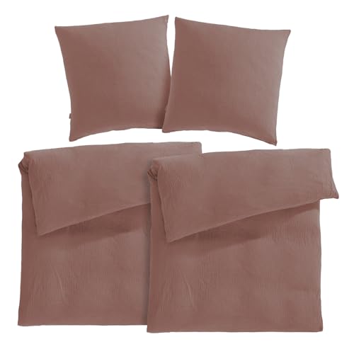 Pure Label Musselin Bettwäsche 135x200 4-teilig bestehend aus Bettbezug 135 x 200 cm 2er Set, Kissenbezug 80x80 cm 2er Set aus Baumwolle - Traumhaft kuschelige Bettwäsche-Sets in braun Pure Label Musselin Bettwäsche 135x200 4-teilig bestehend aus Bettbezug 135 x 200 cm 2er Set, Kissenbezug 80x80 cm 2er Set aus Baumwolle - Traumhaft kuschelige Bettwäsche-Sets in braun von Pure Label