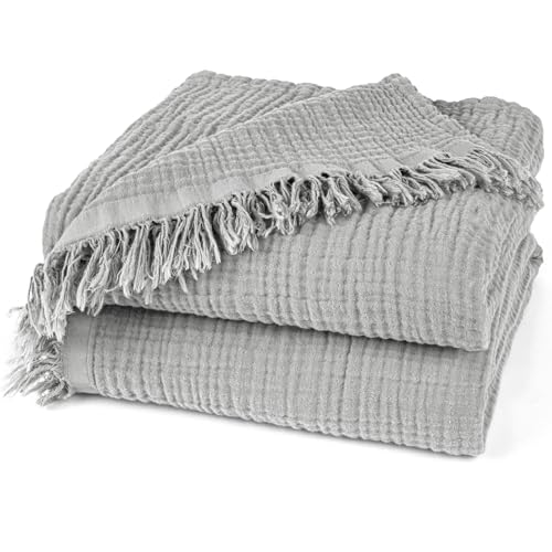 Pure Label Musselin Decke 220x240cm - Oeko-Tex zertifizierte Tagesdecke aus 100% Baumwolle | Musselin Wohn- & Kuscheldecke für Couch und Sofa in XXL | 220 x 240 cm, Farbe der Decke Grau Pure Label Musselin Decke 220x240cm - Oeko-Tex zertifizierte Tagesdecke aus 100% Baumwolle | Musselin Wohn- & Kuscheldecke für Couch und Sofa in XXL | 220 x 240 cm, Farbe der Decke Grau von Pure Label