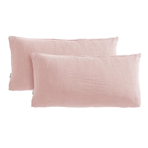 Pure Label Musselin Kissenbezug 40x80 2er Set aus 100% Baumwolle - Traumhaft weiche, kuschelige Musselin Kissenbezug-Set in rosa Pure Label Musselin Kissenbezug 40x80 2er Set aus 100% Baumwolle - Traumhaft weiche, kuschelige Musselin Kissenbezug-Set in rosa von Pure Label