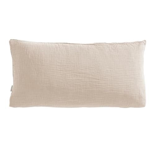 Pure Label Musselin Kopfkissenbezug 40x80 cm aus 100% Baumwolle - Traumhaft weiche, kuschelige Kissen-Sets in beige aus Musselin von Pure Label