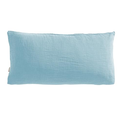 Pure Label Musselin Kopfkissenbezug 40x80 cm aus 100% Baumwolle - Traumhaft weiche, kuschelige Kissen-Sets in blau aus Musselin von Pure Label