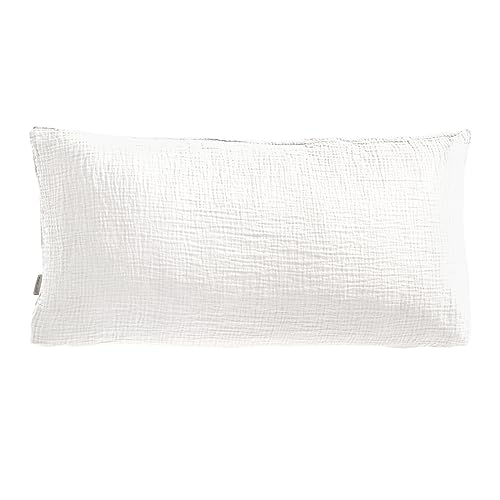 Pure Label Musselin Kopfkissenbezug 40x80 cm aus 100% Baumwolle - Traumhaft weiche, kuschelige Kissen-Sets in weiß aus Musselin von Pure Label