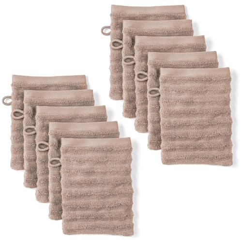 Pure Label Waschlappen - 10er-Pack 16x21cm aus 100% Baumwolle - saugstark, schnelltrockend & weich - Waschhandschuh mit Anhängeschlaufe - Oeko-TEX Zertifiziert - Hellbraun Pure Label Waschlappen - 10er-Pack 16x21cm aus 100% Baumwolle - saugstark, schnelltrockend & weich - Waschhandschuh mit Anhängeschlaufe - Oeko-TEX Zertifiziert - Hellbraun von Pure Label