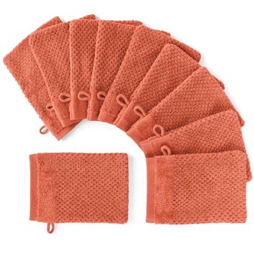 Pure Label Waschlappen - 10er-Pack 16x21cm aus 100% Baumwolle - saugstark, schnelltrockend & weich - Waschhandschuh mit Anhängeschlaufe - Oeko-TEX Zertifiziert - Orange Pure Label Waschlappen - 10er-Pack 16x21cm aus 100% Baumwolle - saugstark, schnelltrockend & weich - Waschhandschuh mit Anhängeschlaufe - Oeko-TEX Zertifiziert - Orange von Pure Label