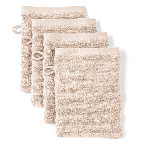 Pure Label Waschlappen - 4er-Pack 16x21cm aus 100% Baumwolle - saugstark, schnelltrockend & weich - Waschhandschuh mit Anhängeschlaufe - Oeko-TEX Zertifiziert - Beige Pure Label Waschlappen - 4er-Pack 16x21cm aus 100% Baumwolle - saugstark, schnelltrockend & weich - Waschhandschuh mit Anhängeschlaufe - Oeko-TEX Zertifiziert - Beige von Pure Label