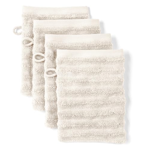 Pure Label Waschlappen - 4er-Pack 16x21cm aus 100% Baumwolle - saugstark, schnelltrockend & weich - Waschhandschuh mit Anhängeschlaufe - Oeko-TEX Zertifiziert - Creme Pure Label Waschlappen - 4er-Pack 16x21cm aus 100% Baumwolle - saugstark, schnelltrockend & weich - Waschhandschuh mit Anhängeschlaufe - Oeko-TEX Zertifiziert - Creme von Pure Label