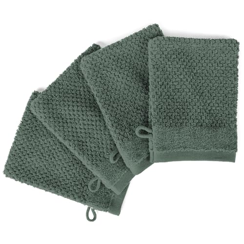Pure Label Waschlappen - 4er-Pack 16x21cm aus 100% Baumwolle - saugstark, schnelltrockend & weich - Waschhandschuh mit Anhängeschlaufe - Oeko-TEX Zertifiziert - Dunkelgrün Pure Label Waschlappen - 4er-Pack 16x21cm aus 100% Baumwolle - saugstark, schnelltrockend & weich - Waschhandschuh mit Anhängeschlaufe - Oeko-TEX Zertifiziert - Dunkelgrün von Pure Label