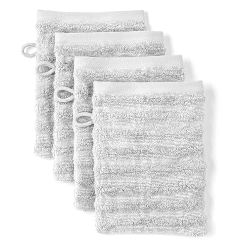 Pure Label Waschlappen - 4er-Pack 16x21cm aus 100% Baumwolle - saugstark, schnelltrockend & weich - Waschhandschuh mit Anhängeschlaufe - Oeko-TEX Zertifiziert - Hellgrau Pure Label Waschlappen - 4er-Pack 16x21cm aus 100% Baumwolle - saugstark, schnelltrockend & weich - Waschhandschuh mit Anhängeschlaufe - Oeko-TEX Zertifiziert - Hellgrau von Pure Label