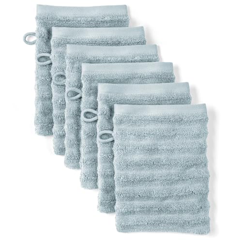Pure Label Waschlappen - 6er-Pack 16x21cm aus 100% Baumwolle - saugstark, schnelltrockend & weich - Waschhandschuh mit Anhängeschlaufe - Oeko-TEX Zertifiziert - Blaugrau Pure Label Waschlappen - 6er-Pack 16x21cm aus 100% Baumwolle - saugstark, schnelltrockend & weich - Waschhandschuh mit Anhängeschlaufe - Oeko-TEX Zertifiziert - Blaugrau von Pure Label
