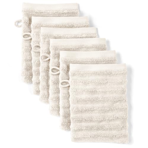 Pure Label Waschlappen - 6er-Pack 16x21cm aus 100% Baumwolle - saugstark, schnelltrockend & weich - Waschhandschuh mit Anhängeschlaufe - Oeko-TEX Zertifiziert - Creme Pure Label Waschlappen - 6er-Pack 16x21cm aus 100% Baumwolle - saugstark, schnelltrockend & weich - Waschhandschuh mit Anhängeschlaufe - Oeko-TEX Zertifiziert - Creme von Pure Label