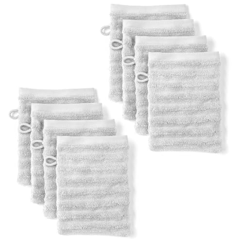 Pure Label Waschlappen - 8er-Pack 16x21cm aus 100% Baumwolle - saugstark, schnelltrockend & weich - Waschhandschuh mit Anhängeschlaufe - Oeko-TEX Zertifiziert - Hellgrau Pure Label Waschlappen - 8er-Pack 16x21cm aus 100% Baumwolle - saugstark, schnelltrockend & weich - Waschhandschuh mit Anhängeschlaufe - Oeko-TEX Zertifiziert - Hellgrau von Pure Label