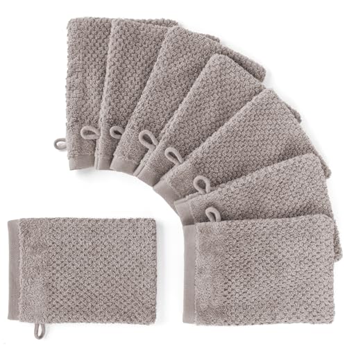 Pure Label Waschlappen - 8er-Pack 16x21cm aus 100% Baumwolle - saugstark, schnelltrockend & weich - Waschhandschuh mit Anhängeschlaufe - Oeko-TEX Zertifiziert - Taupe Pure Label Waschlappen - 8er-Pack 16x21cm aus 100% Baumwolle - saugstark, schnelltrockend & weich - Waschhandschuh mit Anhängeschlaufe - Oeko-TEX Zertifiziert - Taupe von Pure Label