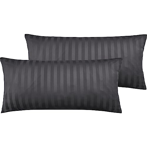 Pure Label 2er Set Mako Satin Damast Streifen Kopfkissenbezüge 40x80 cm aus 100% Baumwolle in dunkelgrau| Traumhaft weiche Kissenbezüge passend zu unseren Bettwäsche Sets Pure Label 2er Set Mako Satin Damast Streifen Kopfkissenbezüge 40x80 cm aus 100% Baumwolle in dunkelgrau| Traumhaft weiche Kissenbezüge passend zu unseren Bettwäsche Sets von Pure Label