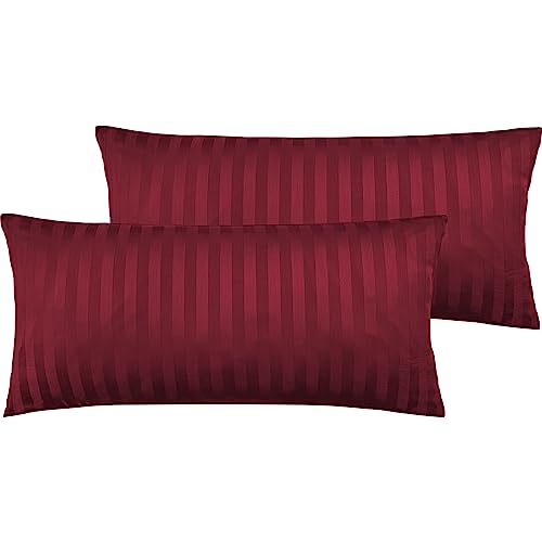 Pure Label 2er Set Mako Satin Damast Streifen Kopfkissenbezüge 40x80 cm aus 100% Baumwolle in rot| Traumhaft weiche Kissenbezüge passend zu unseren Bettwäsche Sets Pure Label 2er Set Mako Satin Damast Streifen Kopfkissenbezüge 40x80 cm aus 100% Baumwolle in rot| Traumhaft weiche Kissenbezüge passend zu unseren Bettwäsche Sets von Pure Label