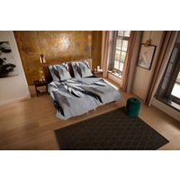PURE luxury collection Wendebettwäsche "Ross leaves", Mikrofaser, 135x200, Pflegeleicht, Reißverschluss, Wendeoptik, Grau von Pure Luxury Collection