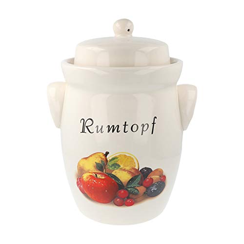 PureNature Rumtopf aus Keramik 5 Liter Creme mit Früchtedekor von PureNature