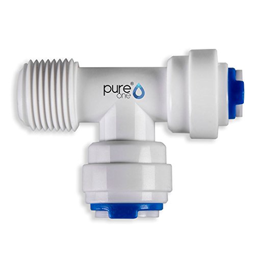 Pure One QF-08G Quick-Fitting - Schnellverbinder 3/8 x 3/8 x 1/4" (AG). Ausführung: T-Stück | T-Form. Schlauch-Zubehör für Umkehr-Osmose, Wasser-Installationen oder Kühlschranksysteme von Pure One