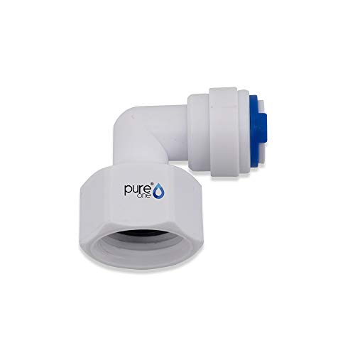 PureOne EF018-G Quick-Fitting - 1/2 IG auf 3/8 Zoll Schlauch. Ausführung: L-Stück | L-Form. Zubehör für Umkehr-Osmose, Wasser-Installationen von Pure One