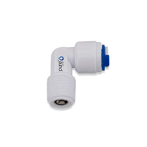 Pure One EF020-A Quick-Fitting - 1/4 AG auf 1/4 Zoll Schlauch mit Rückschlagventil. Ausführung: L-Stück | L-Form. Schlauch-Zubehör für Umkehr-Osmose von Pure One