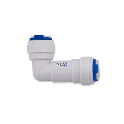 PureOne EF043-B Quick-Fitting - 3/8 auf 3/8 Zoll Schlauch. Ausführung: L-Stück | L-Form. Schlauch-Zubehör für Umkehr-Osmose, Wasser-Installationen oder Kühlschranksysteme von pure one