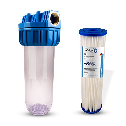 PureOne MS1 Membran-Set GROB 20µ. 1-Stufige Wasserfilteranlage Grob Sedimente Filtergehäuse u Membran-Filterkartusche auswaschbar. Regen u. Brunnenwasser, Vorfilter. 10 Zoll Anschlußfertig 3/4 Zoll von Pure One