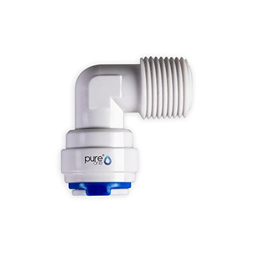 Pure One QF-02B Quick-Fitting - Schnellverbinder 1/4 auf 1/2 (AG) Zoll. Ausführung: Ellenbogen | L-Form. Schlauch-Zubehör für Umkehr-Osmose, Wasser-Installationen oder Kühlschranksysteme von Pure One