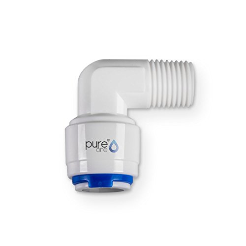 Pure One QF-02C Quick-Fitting - Schnellverbinder 3/8 auf 1/4 (AG) Zoll. Ausführung: Ellenbogen | L-Form. Schlauch-Zubehör für Umkehr-Osmose, Wasser-Installationen oder Kühlschranksysteme von Pure One