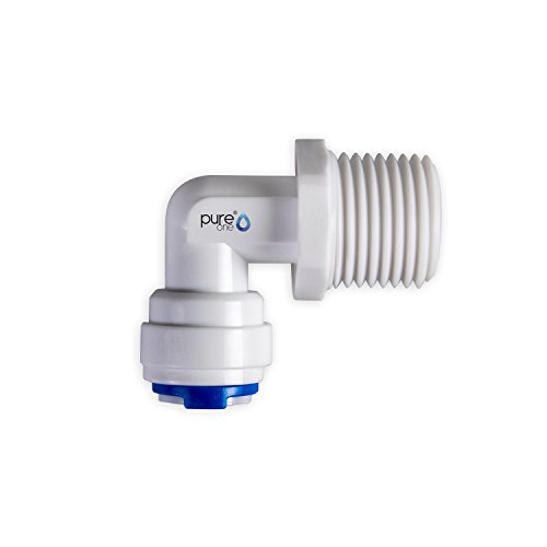 PureOne QF-02E Quick-Fitting - Schnellverbinder 3/8 auf 1/2 (AG) Zoll. Ausführung: Ellenbogen | L-Form. Schlauch-Zubehör für Umkehr-Osmose, Wasser-Installationen oder Kühlschranksysteme von Pure One