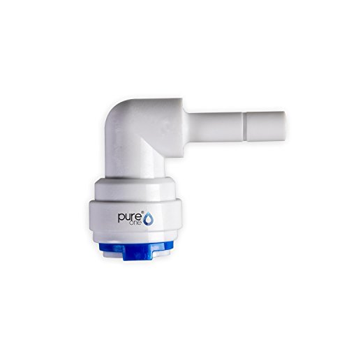 PureOne QF-03C Quick-Fitting - Schnellverbinder 3/8 auf 1/4 (Tülle) Zoll. Ausführung: Ellenbogen | L-Form. Schlauch-Zubehör für Umkehr-Osmose, Wasser-Installationen oder Kühlschranksysteme von Pure One
