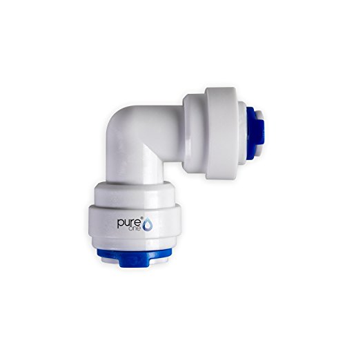 PureOne QF-04B Quick-Fitting - Schnellverbinder 1/4 auf 3/8 Zoll. Ausführung: Ellenbogen | L-Form. Schlauch-Zubehör für Umkehr-Osmose, Wasser-Installationen oder Kühlschranksysteme von Pure One