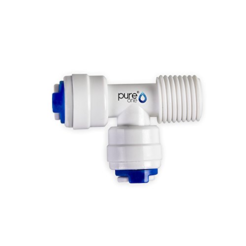 Pure One QF-08A Quick-Fitting - Schnellverbinder 1/4 x 1/4 x 1/4" (AG). Ausführung: T-Stück | T-Form. Schlauch-Zubehör für Umkehr-Osmose, Wasser-Installationen oder Kühlschranksysteme von Pure One