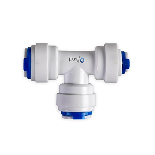 PureOne QF-09D Quick-Fitting - Schnellverbinder 3/8 x 3/8 x 1/4". Ausführung: T-Stück | T-Form. Schlauch-Zubehör für Umkehr-Osmose, Wasser-Installationen oder Kühlschranksysteme von Pure One